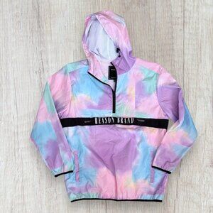 REASON BRAND Pastel Print Hooded Rain Water Resistant Anorak Jacket Hoodie XL